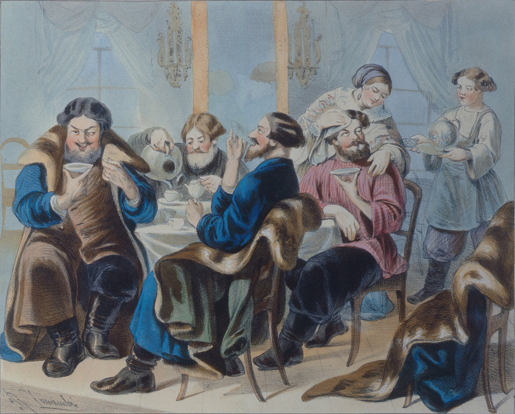 Tea and Sugar. Tea drinking in a tavern, First quarter of 19th century by Rudolf Kasimirovich Zhukovsky
