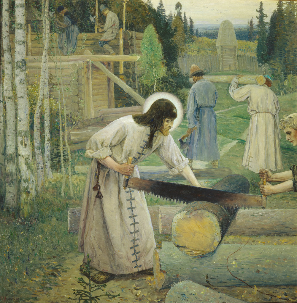 Detail of Saint Sergius labours (Triptych, Mid part), 1896 by Mikhail Vasilyevich Nesterov