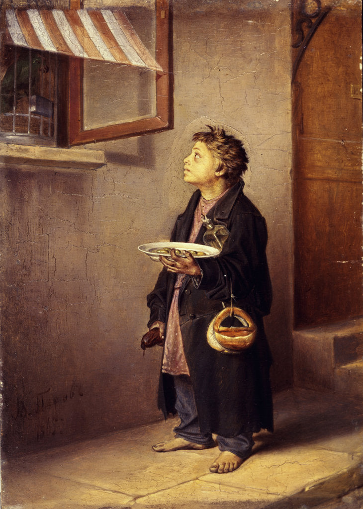 Detail of An Apprentice watching a parrot, 1865 by Vasili Grigoryevich Perov