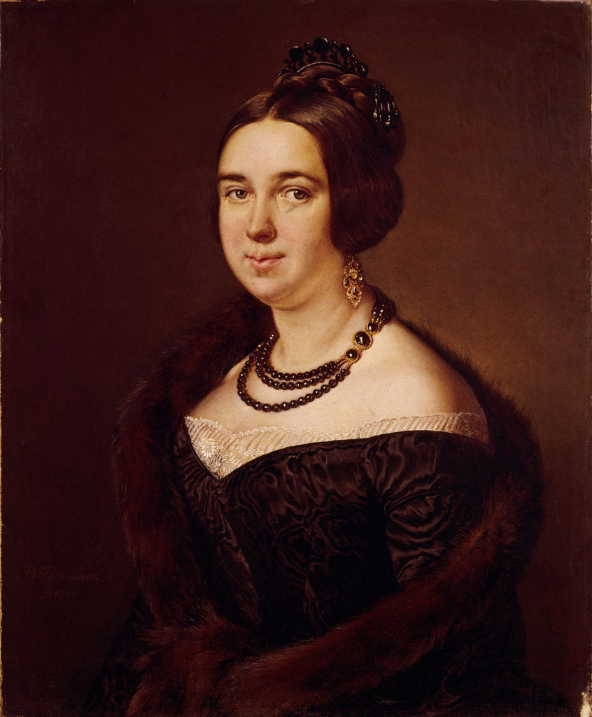 Detail of Portrait of Countess Alexandra Alexeevna Obolenskaya, née Mazurina, 1845 by Vasili Andreyevich Tropinin