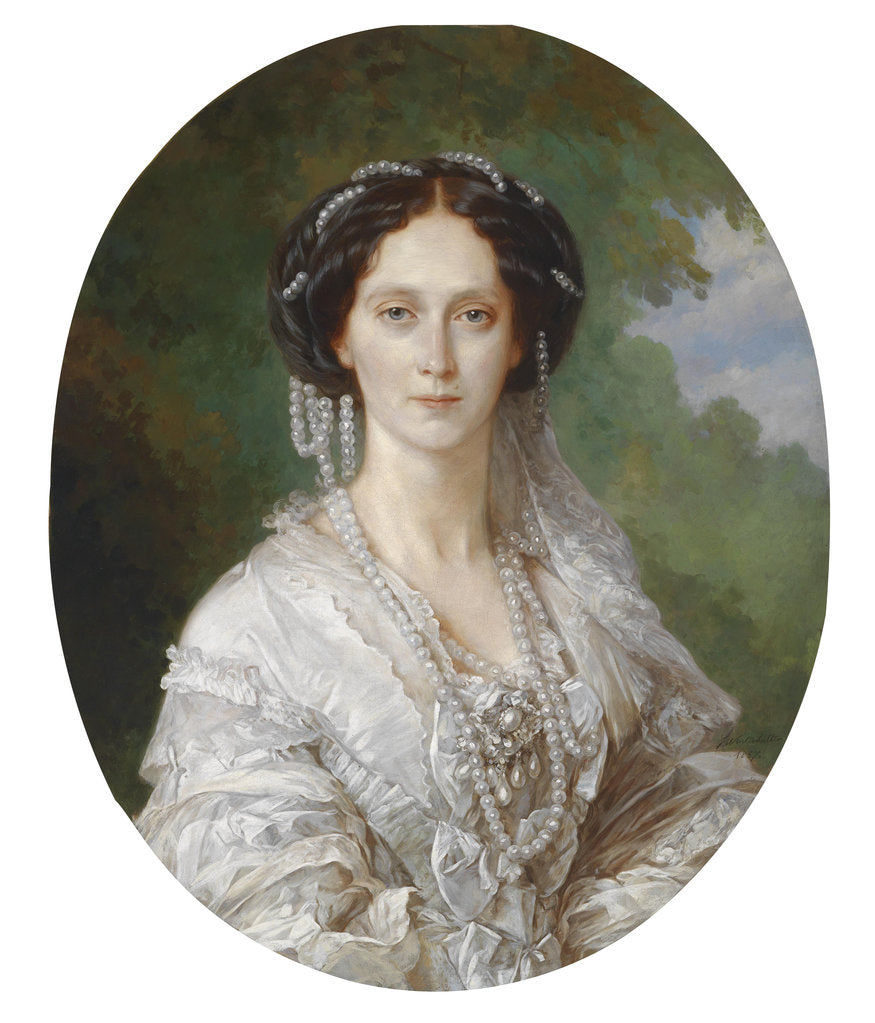 Detail of Portrait of Maria Alexandrovna, Empress of Russia, 1857 by Franz Xavier Winterhalter