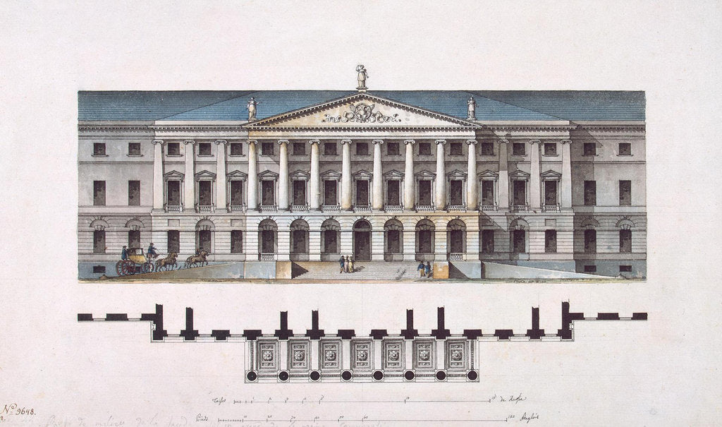 Detail of Project of Smolny Institute. The Main Facade and the Ground Floor Plan, 1806-1808 by Giacomo Antonio Domenico Quarenghi