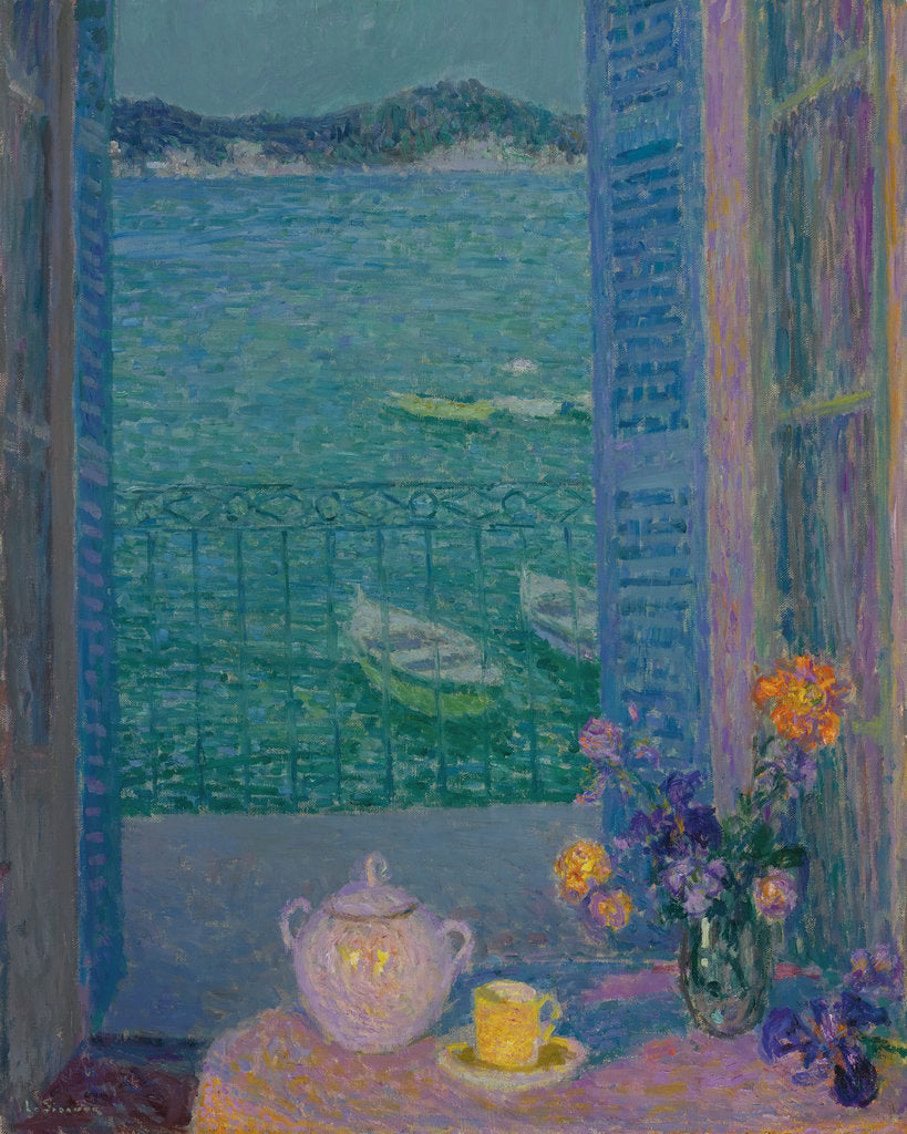Detail of Bunch of flowers at the window, Villefranche-sur-Mer, 1928 by Henri Le Sidaner