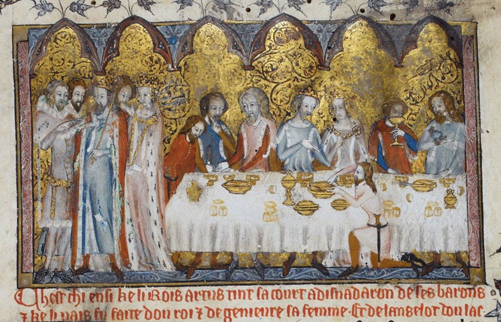 Detail of Feasting at King Arthurs Court, 13th century by Anonymous