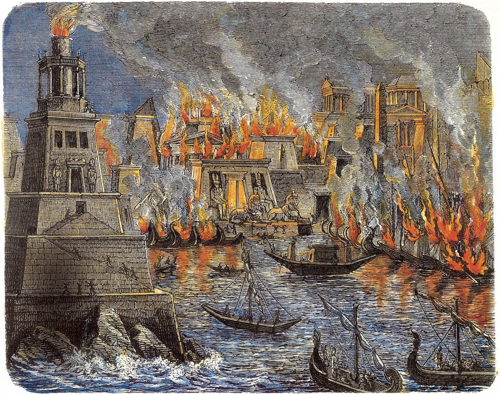 Detail of The Burning of the Library of Alexandria, 1876 by Anonymous