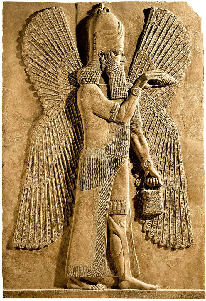 Detail of Winged genie. Detail of a relief from the palace of Assyrian king Sargon II, 722-705 BC by Assyrian Art