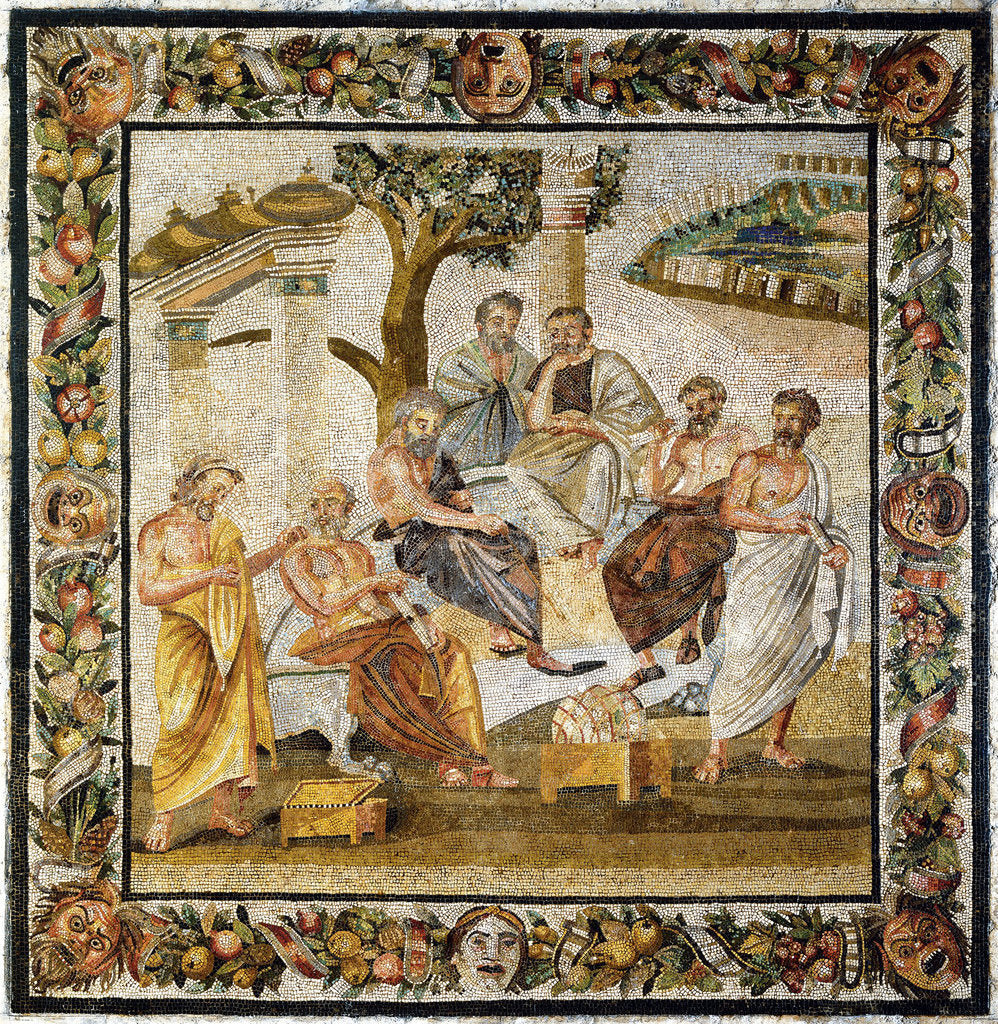 Detail of Platonic Academy. Mosaic from Pompeii, 1st century BC by Classical Antiquities