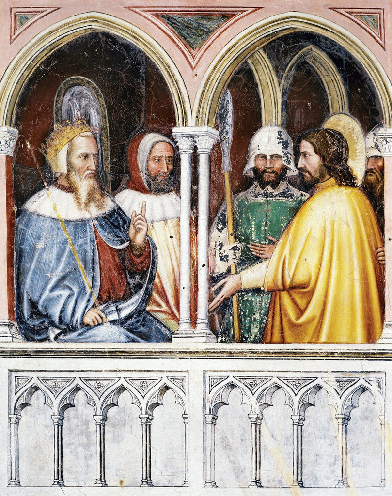 Detail of Saint George disputing with Diocletian. Fresco Oratorio di San Giorgio, Padua, ca 1380 by Altichiero