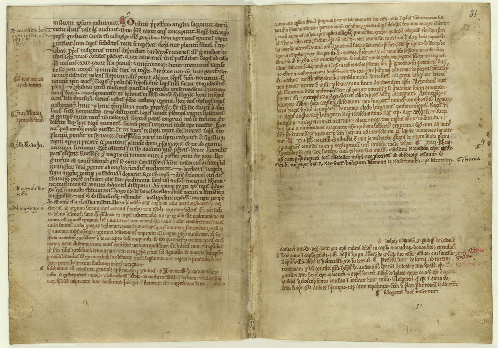 Detail of Verse account of Magna Carta in the Chronicle of Melrose Abbey, 1270s by Historical Document
