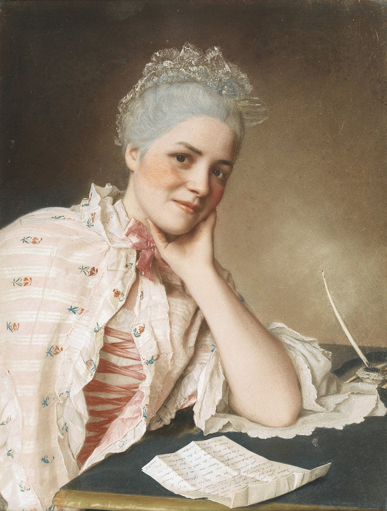 Detail of Portrait of the singer Mademoiselle Louise Jacquet, c. 1750 by Jean-Étienne Liotard