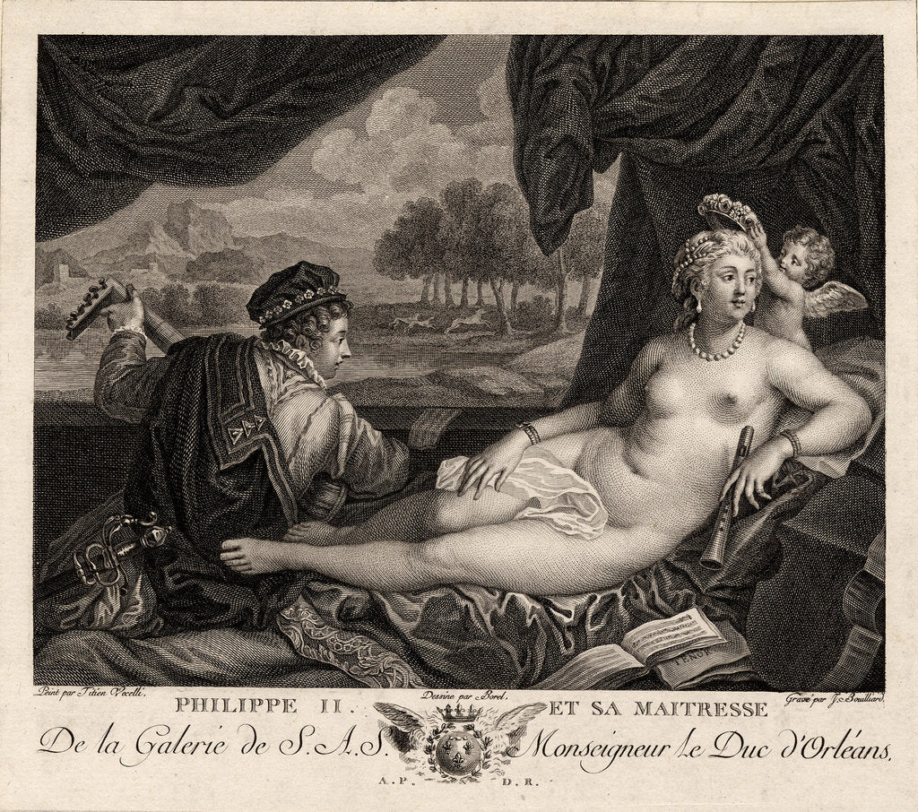 Detail of Philip II and his Mistress (after Titian), c. 1780 by Jacques Bouillard