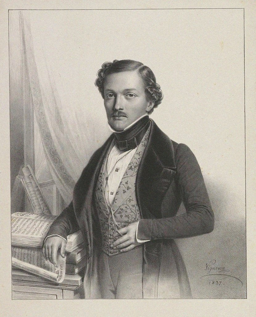 Detail of Portrait of the singer Gilbert-Louis Duprez, 1837 by Pierre Roch Vigneron