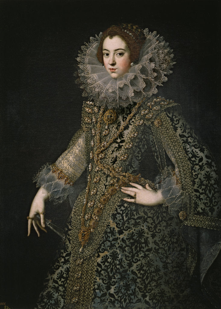 Detail of Portrait of Elisabeth of France, Queen consort of Spain, c. 1620 by Anonymous