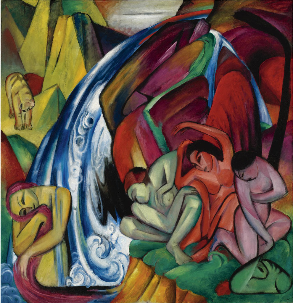 Detail of The waterfall (Women under a waterfall), 1912 by Franz Marc