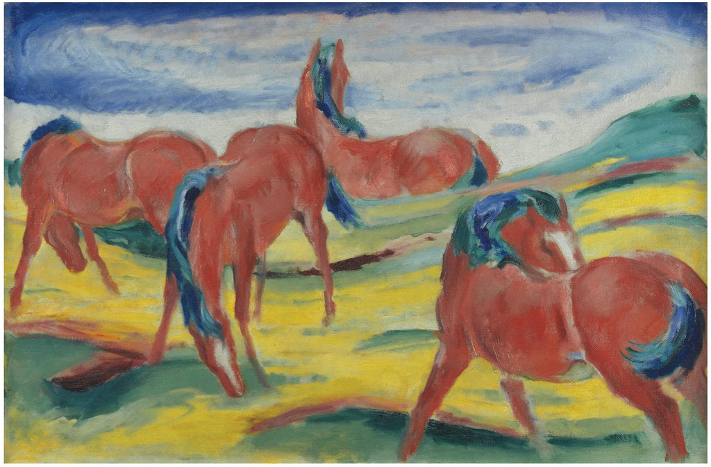 Detail of Grazing horses III, 1910 by Franz Marc