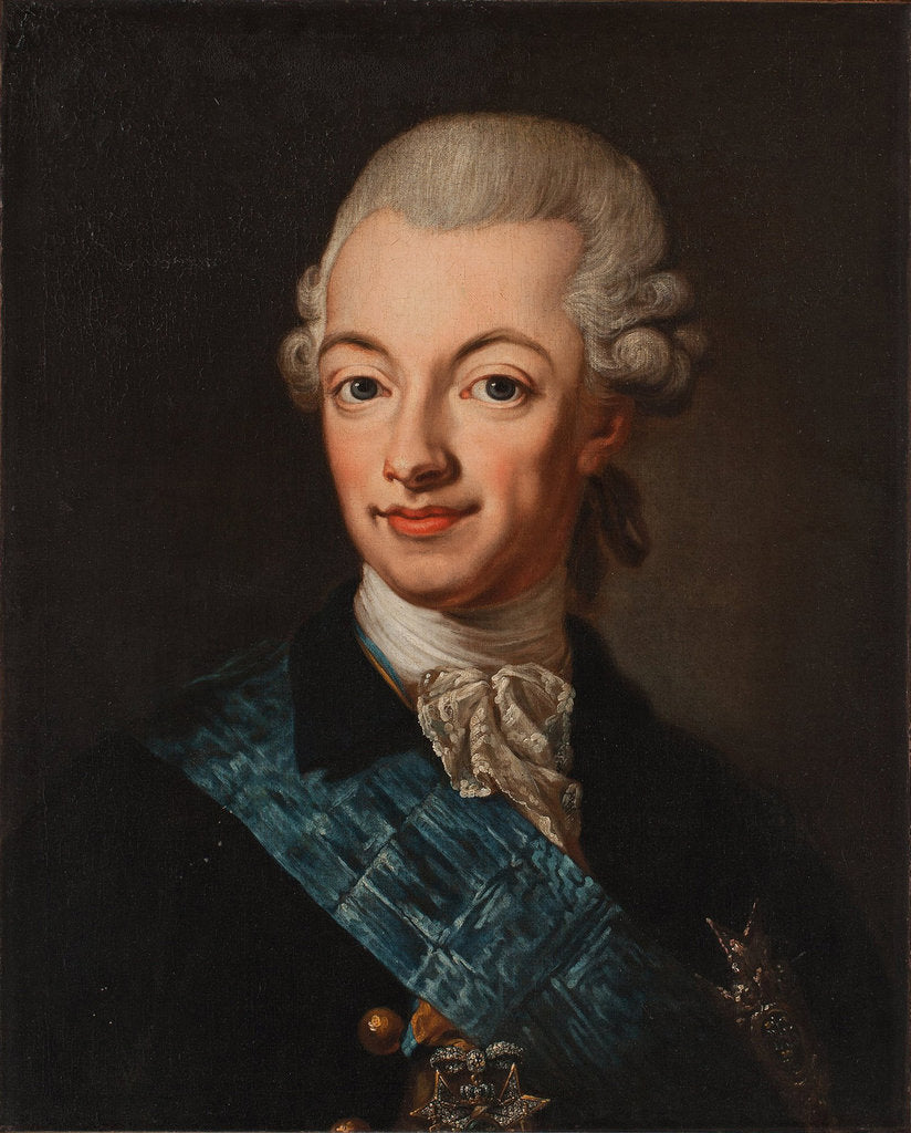 Detail of Portrait of Gustav III of Sweden, c. 1790 by Lorenz II Pasch