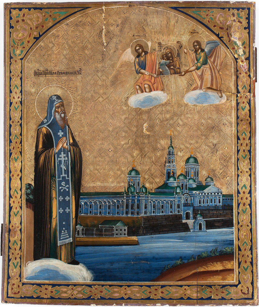 Detail of Saint Nilus of Lake Seliger, 1800s by Russian icon