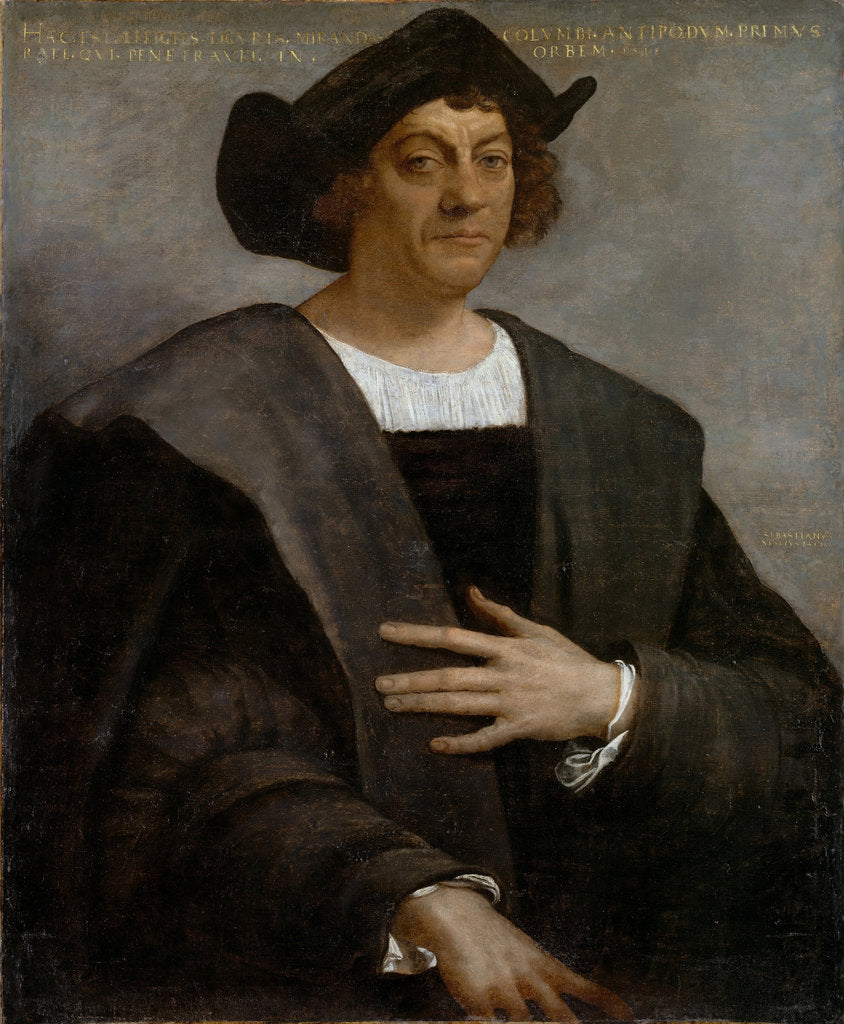 Detail of Portrait of Christopher Columbus, 1519 by Sebastiano del Piombo