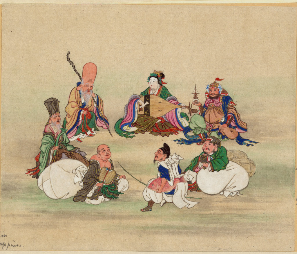 Detail of Seven Lucky Gods, ca 1878 by Anonymous