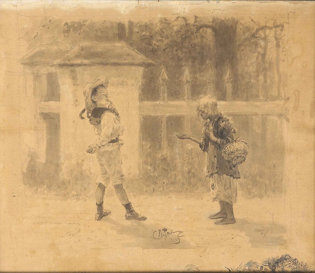Detail of Girl begging, 1889 by Ilya Yefimovich Repin