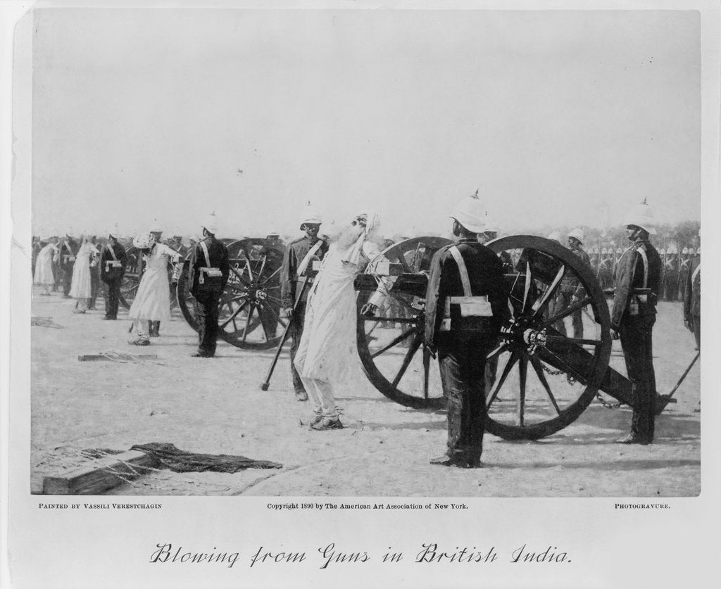Detail of Blowing from guns in British India, c. 1890 by Vasili Vasilyevich Vereshchagin