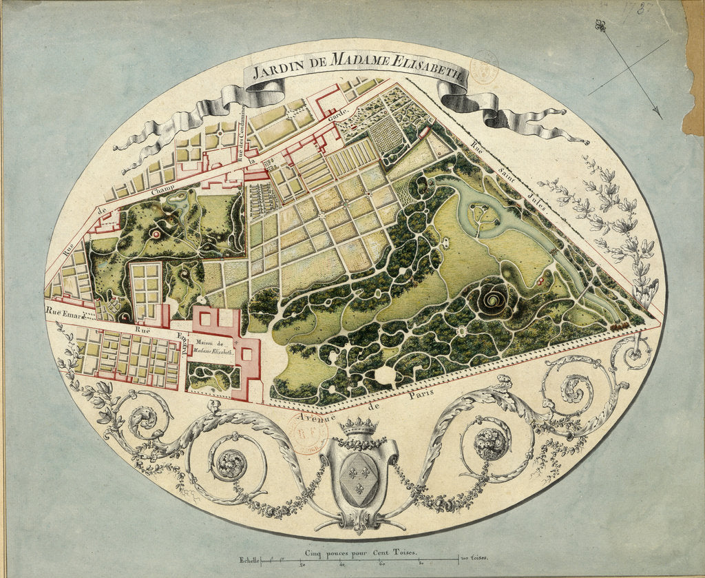 Detail of Plan of the Montreuil Estate of Madame Elisabeth, 1788 by Jean-Jacques Huvé