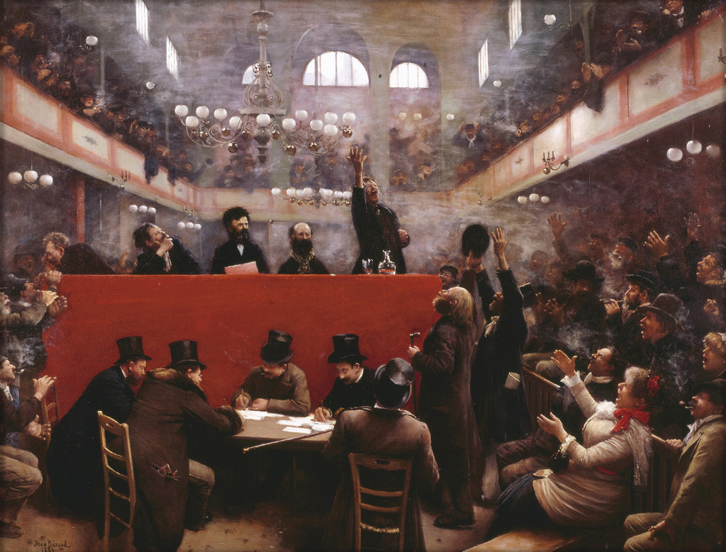 Detail of At the Graffard Meeting Hall (Réunion à la salle Graffard), 1884 by Jean Béraud