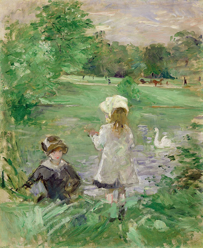 Detail of On the lakeside (Au bord du lac), 1883 by Berthe Morisot