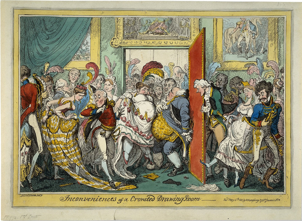 Detail of The Inconveniences of a Crowded Drawing Room, 1818 by George Cruikshank