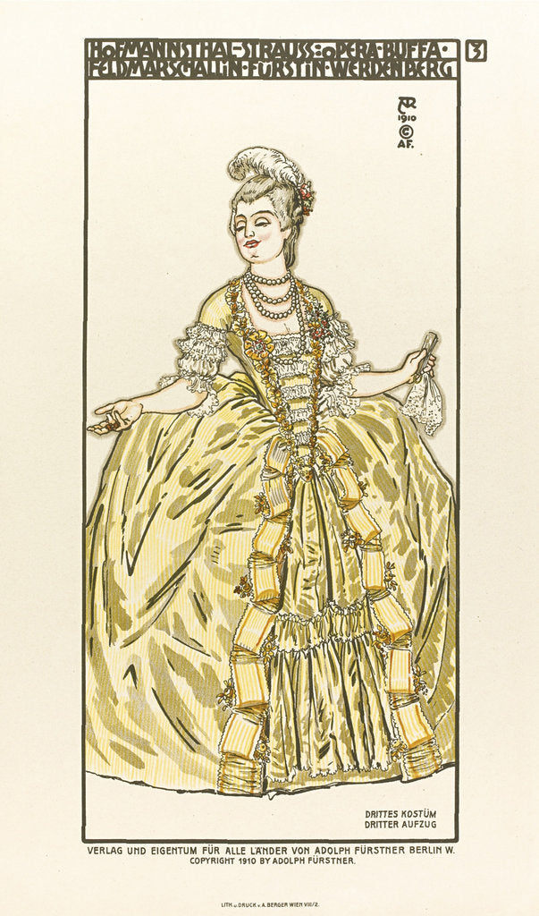 Costume Design for the opera Der Rosenkavalier (The Knight of the Rose) by Richard Strauss, 1910 by Alfred Roller