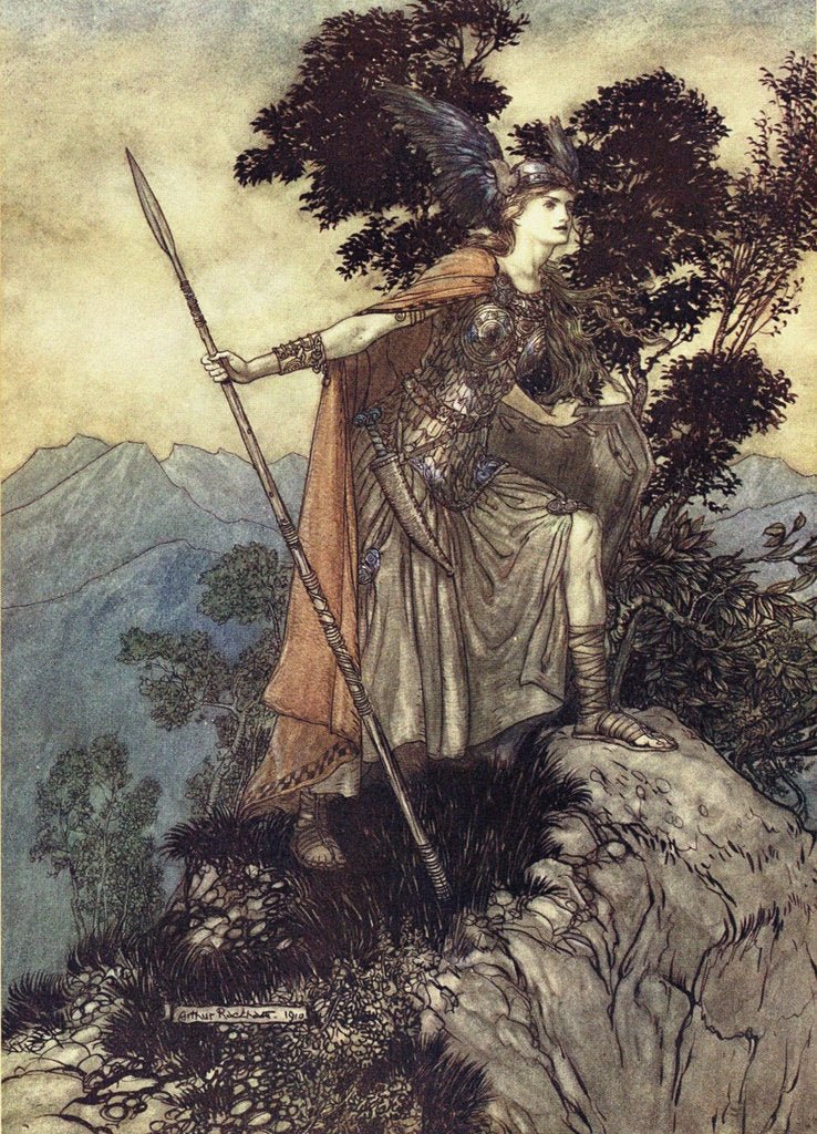 Detail of Brunhilde. Illustration for The Rhinegold and The Valkyrie by Richard Wagner, 1910 by Arthur Rackham