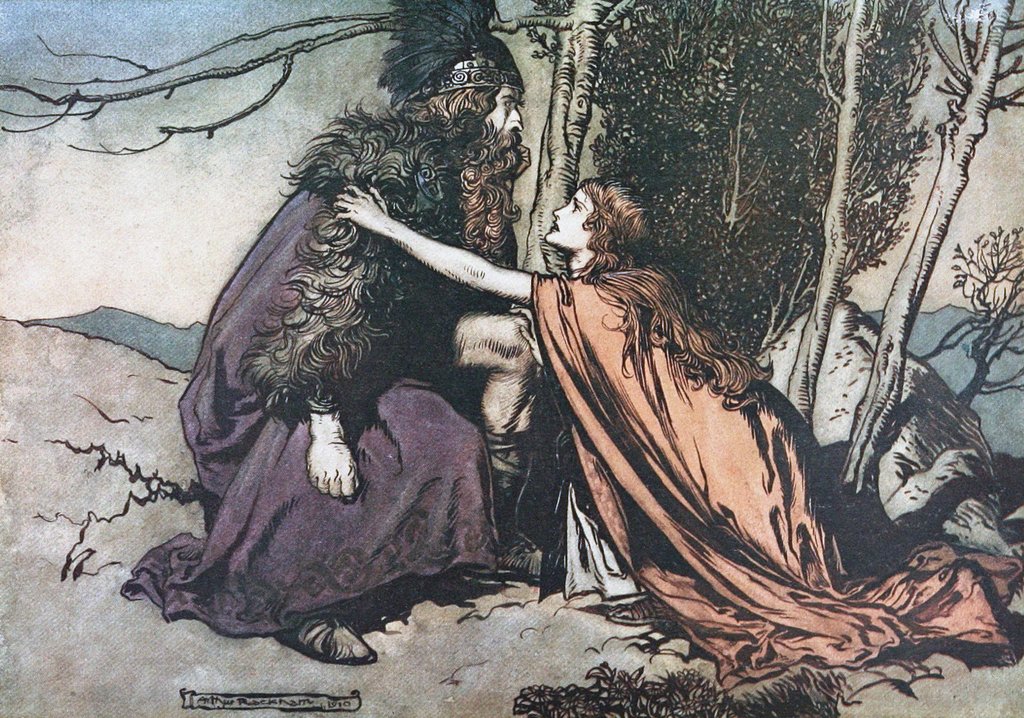 Detail of Father! Father! Tell me what ails thee? Illustration for The Rhinegold and The Valkyrie by Richard by Arthur Rackham
