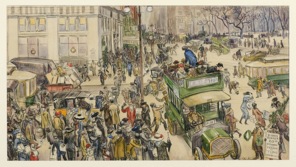 Detail of Christmas Shoppers, Madison Square, 1912 by William James Glackens