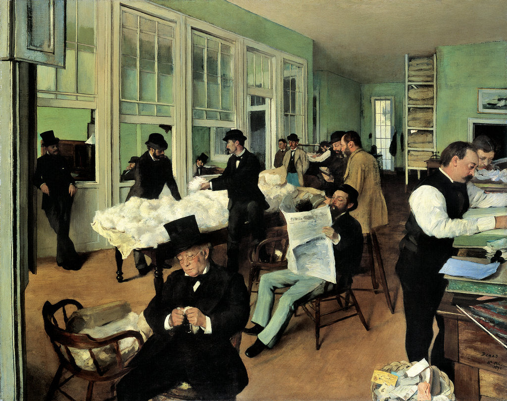 Detail of A Cotton Office in New Orleans (Le Bureau de coton à La Nouvelle-Orléans), 1873 by Edgar Degas
