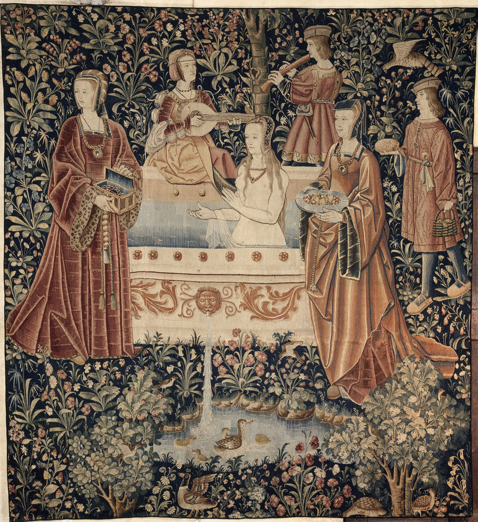 Detail of Woman Bathing surrounded by Attendants (Tapestry series La Vie Seigneuriale), c. 1500 by Anonymous master