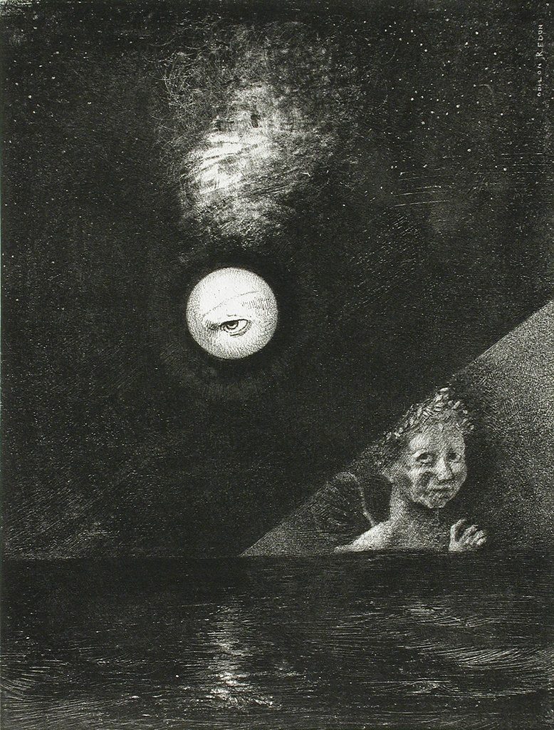 Detail of On the Horizon, the Angel of Certitude, and in the Dark Sky, a Questioning Glance. Series: For Edgar by Odilon Redon
