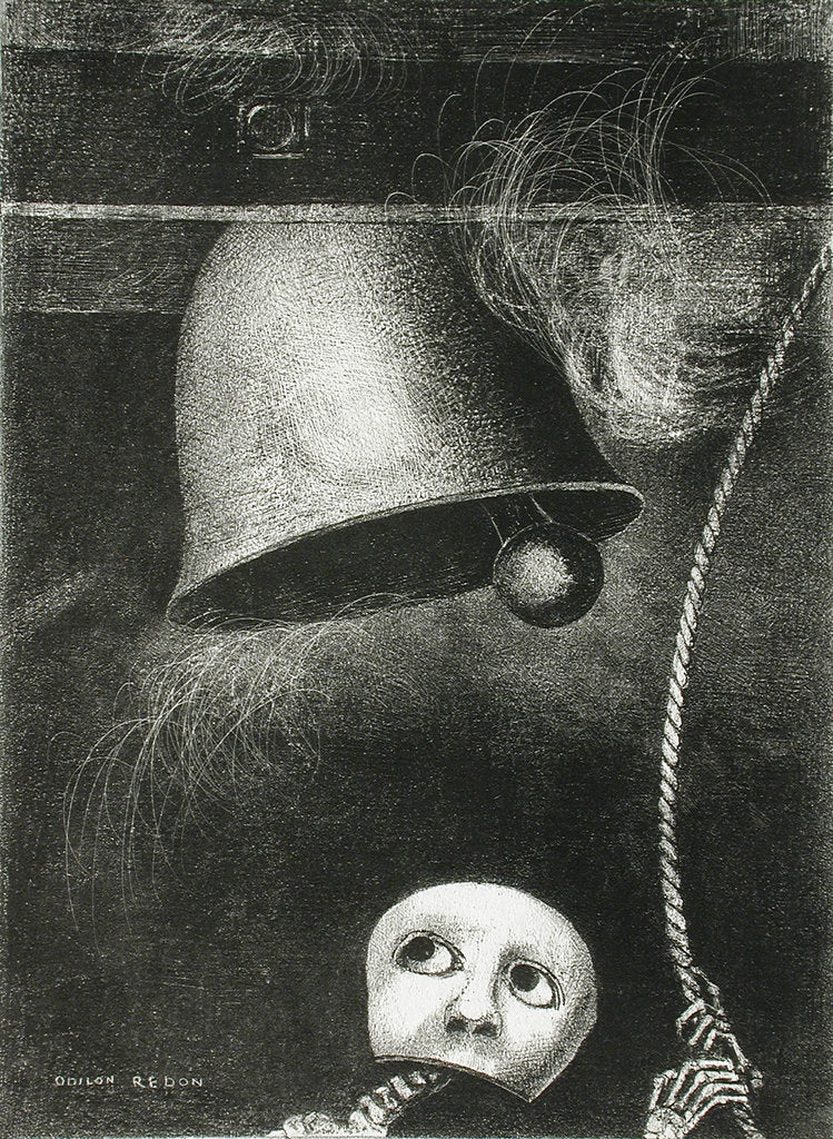 Detail of A Mask Sounds the Death Knell. Series: For Edgar Poe, 1882 by Odilon Redon
