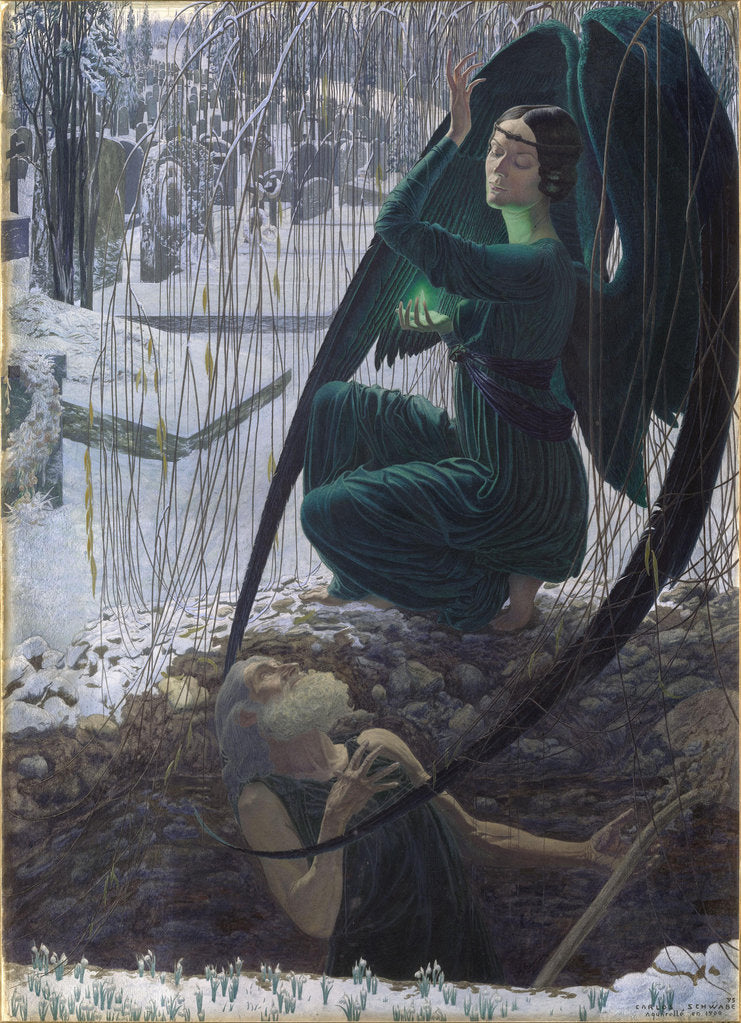 Detail of The Death of the Grave Digger (La mort du fossoyeur), 1895-1900 by Carlos Schwabe
