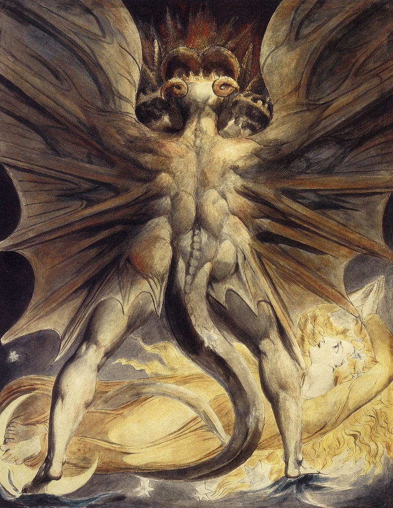Detail of The Red Dragon and the Woman Clothed in Sun, ca 1802-1805 by William Blake