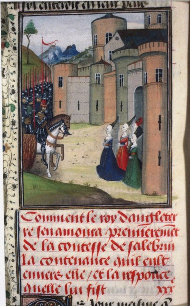 Detail of Edward III of England and Catherine Grandison. Miniature from Chroniques dAngleterre by Jean de Wav by Anonymous
