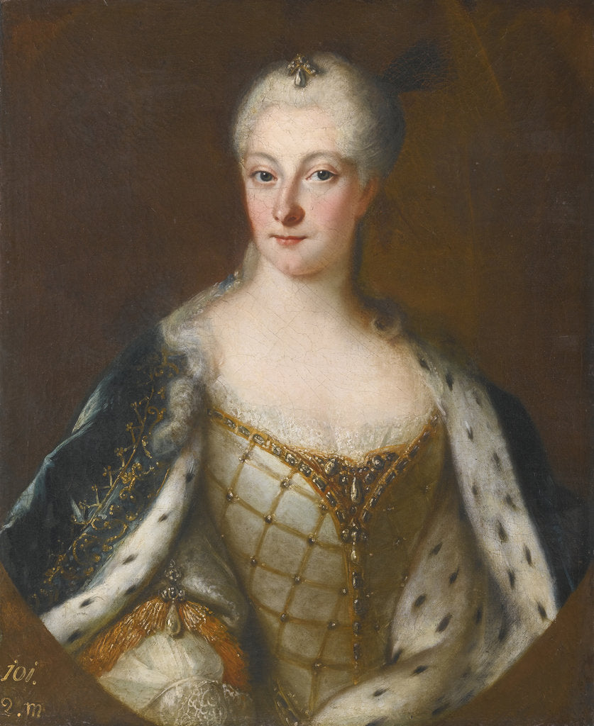 Detail of Portrait of Henriette Maria of Brandenburg-Schwedt by Antoine Pesne School
