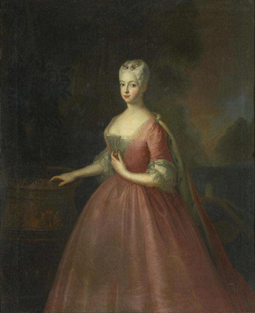Detail of Portrait of Princess Friederike Luise of Prussia, Margravine of Brandenburg-Ansbach by Antoine Pesne School