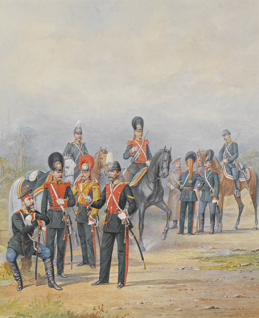 Detail of Officers and Soldiers of the Life-Guards Dragoon Regiment, 1873 by Pyotr Ivanovich Balashov