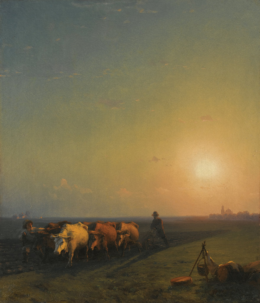 Detail of Ploughing the fields, Crimea, 1865 by Ivan Konstantinovich Aivazovsky