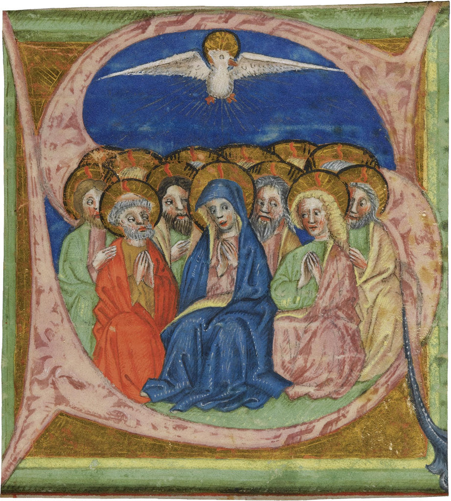 Detail of The Pentecost. Initial S from an manuscript Gradual, ca 1430 by Anonymous