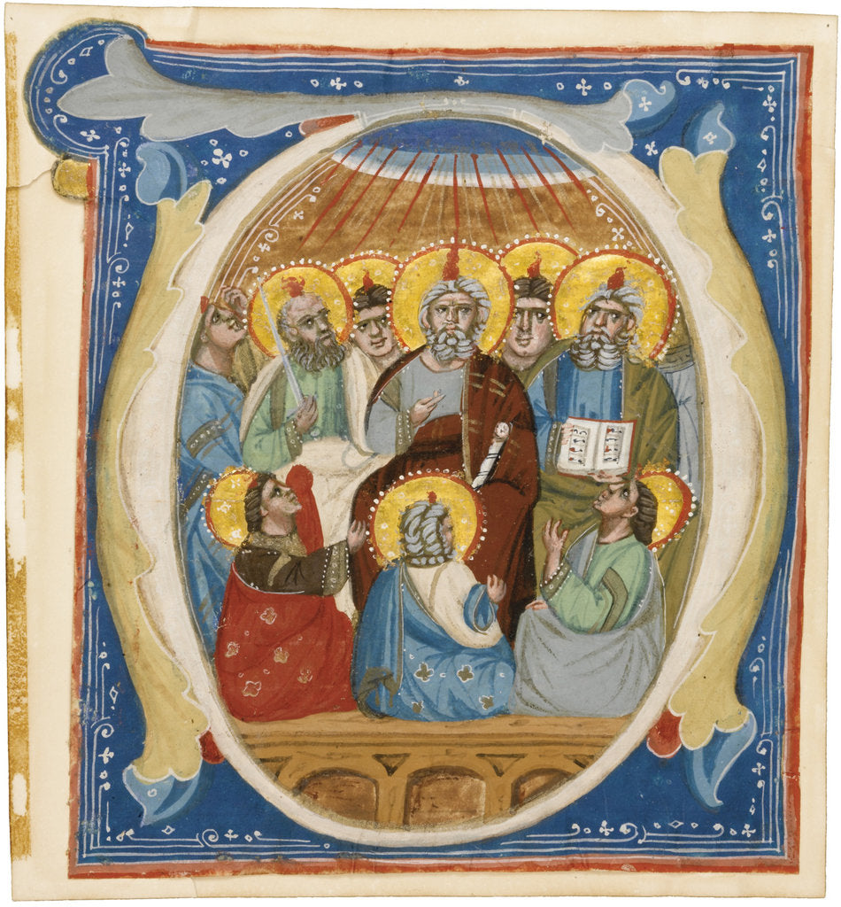 Detail of The Pentecost. Initial O from an Antiphoner, ca 1320 by Anonymous