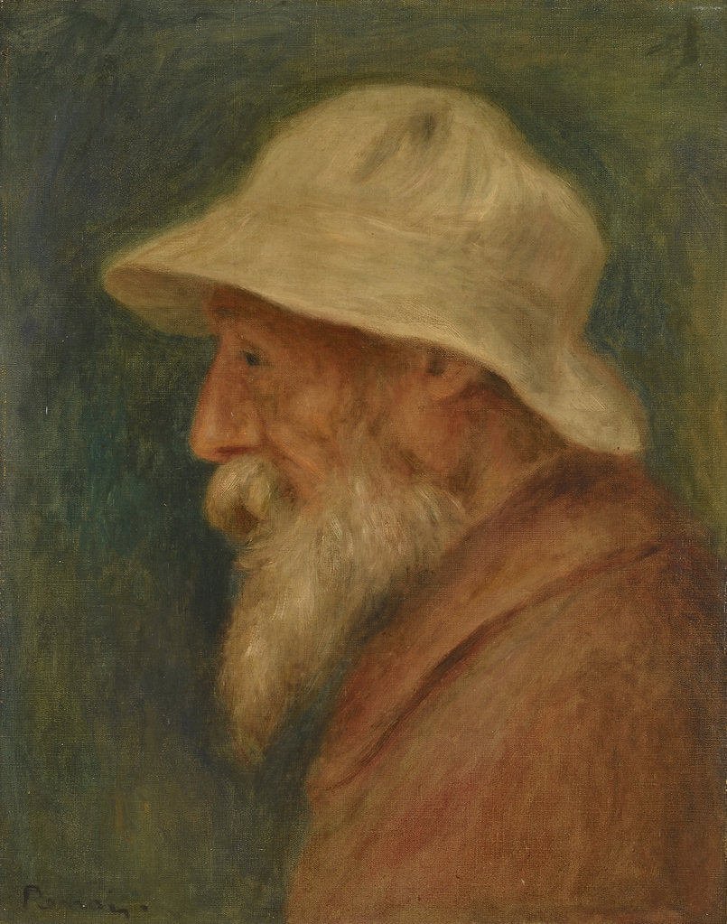 Detail of Self-portrait with white hat, 1910 by Pierre Auguste Renoir