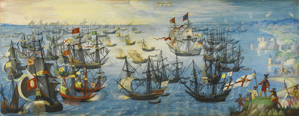 Detail of The Spanish Armada off the south coast of England, 1588 by Monogrammist VHE