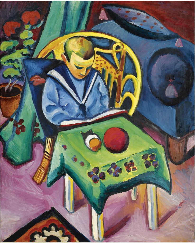 Detail of Boy with book and toys, 1912 by August Macke