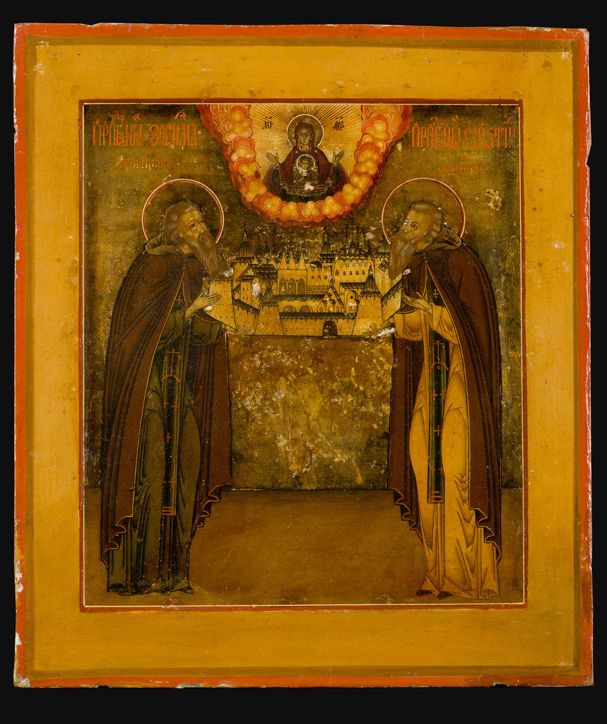 Detail of Saints Zosima and Savvatiy of Solovki, Late 18th cent by Russian icon